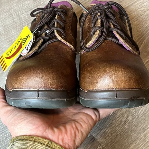 Avenger Oxford A7166 Safety Toe Shoes Brown Leather Womens 7.5 UK 5 EU 37.5 - Picture 6 of 10
